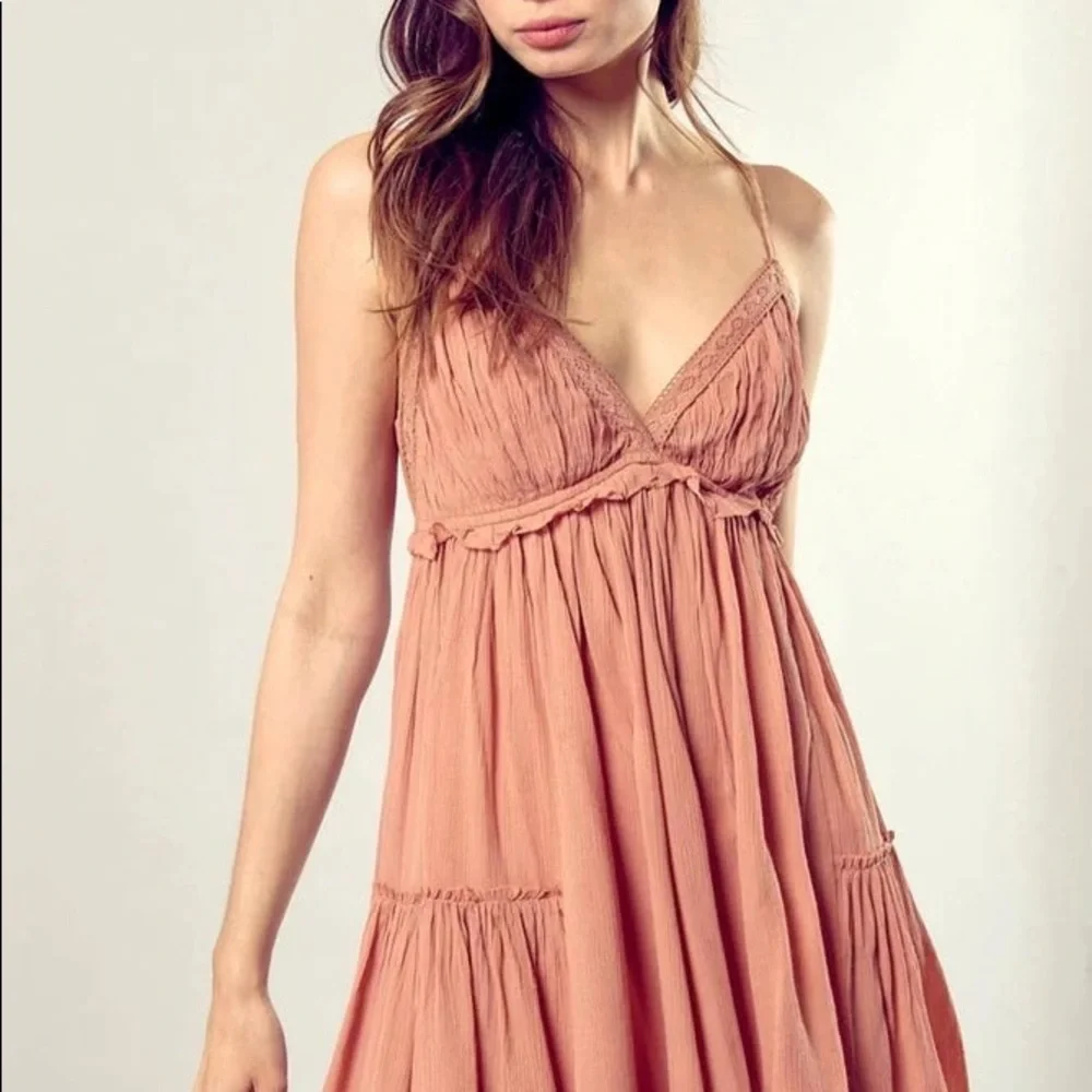 Mustard Seed Ruffle Trim Mini Dress NWT - Picture 2 of 5